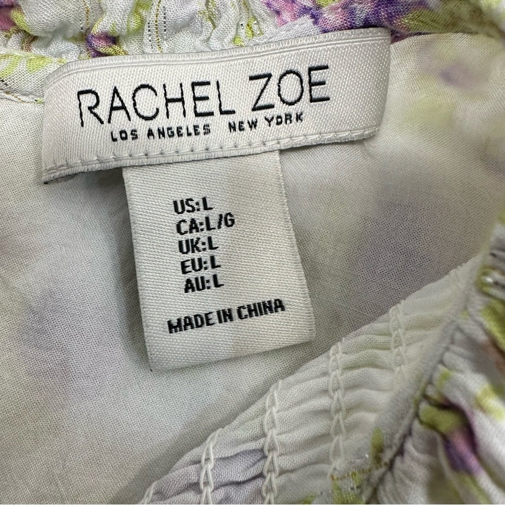 Rachel Zoe Women’s Sleeveless Ruffle Floral Metallic Flowy Blouse Size Large - Picture 5 of 7